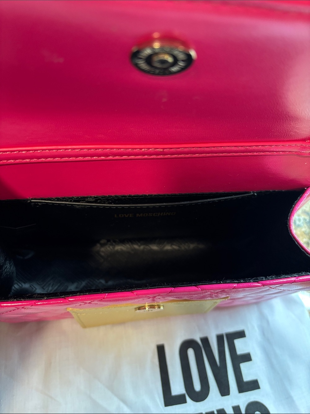 Love Moschino Hot Pink Quilted Crossbody with Gold Hardware - Picture 4 of 7
